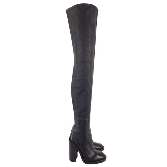Ann Demeulemeester Over The Knee Stretch Leather Boots 35 5 Black - Picture 4 of 14